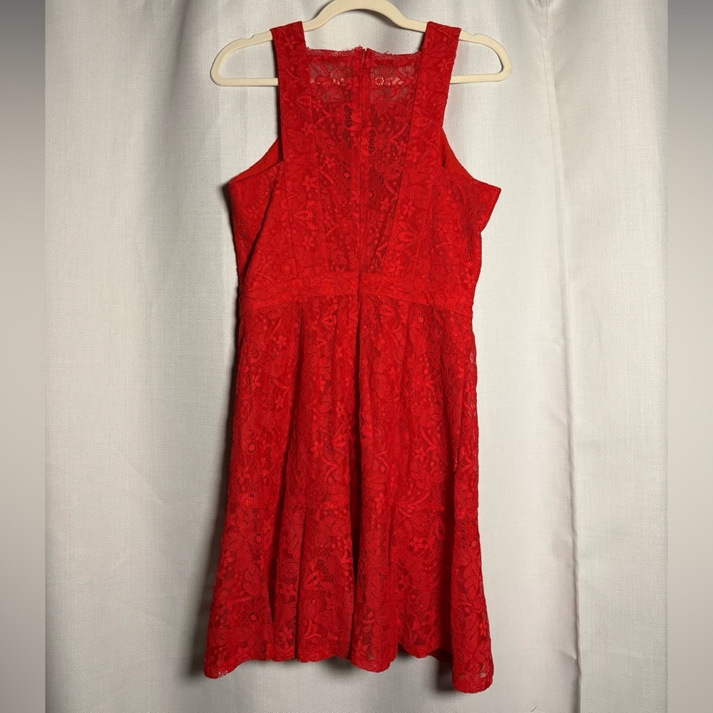 Adelyn Rae Red Lace A Line Mini Dress Size Medium - Picture 2 of 10